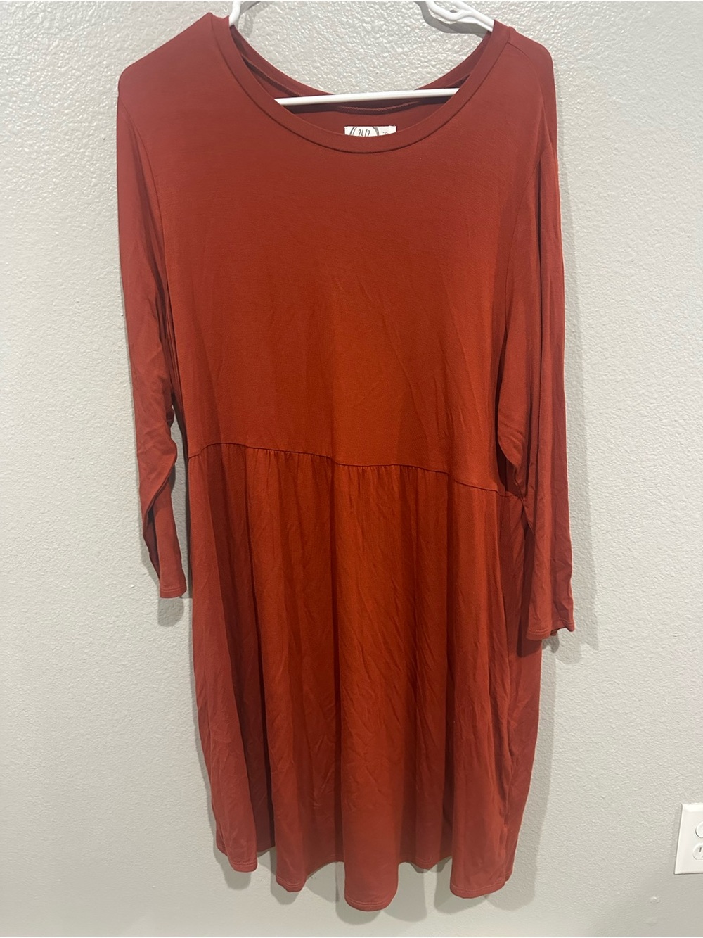 Rust Red Long Sleeve tshirt Dress